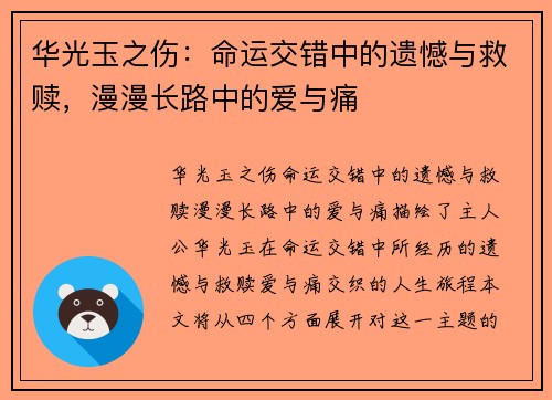 华光玉之伤：命运交错中的遗憾与救赎，漫漫长路中的爱与痛